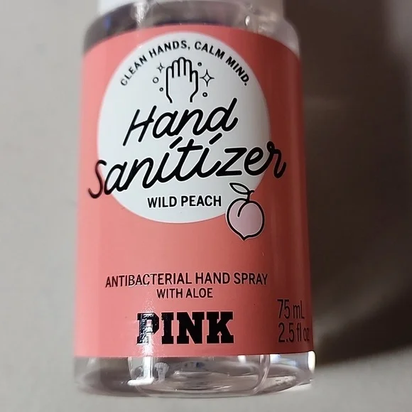 2 Victoria’s Secret PINK Wild Peach 2.5 FLoz Hand Sanitzer & 2 Cozies NEW - Picture 5 of 7